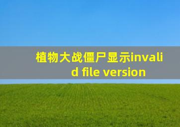 植物大战僵尸显示invalid file version